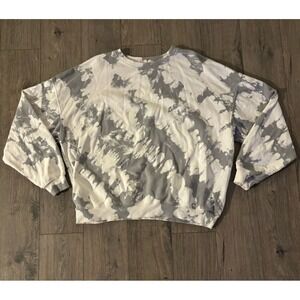 Gilded Intent BUCKLE Long Sleeve‎ White/Grey Tie Dye Crewneck Sweatshirt Size S